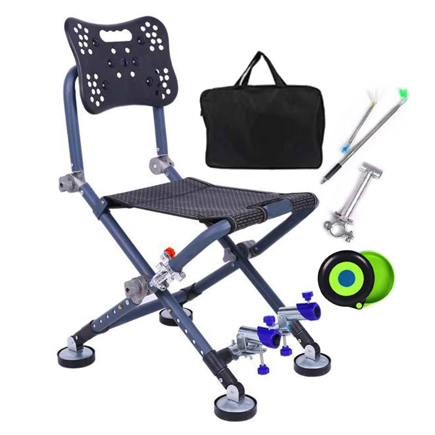 Portable Four-leg Fishing Chair Folding Fish Chair 180 Degree Adjustable Backrest Recliner Aluminum Alloy Camping Chair Stool - Wild Frontier Gear LLC