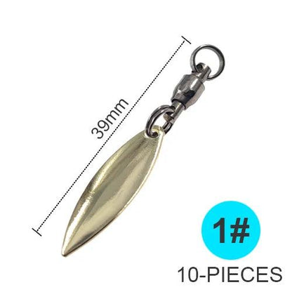 Set of 10 Willowleaf Blades Fishing Lure Accessories with Ball Bearing Swivels for Spinnerbaits and Buzzbaits - Wild Frontier Gear LLC