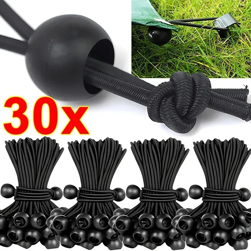Outdoor Elastic Ball Rope Bungee Cords Portable Tent Fixing Tarpaulin Awning Canopy Heavy Duty Tarp Tie Down for Shelter Cargo Wild Frontier Gear LLC