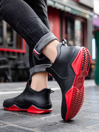 Fashion Couple's Outdoor Rain Boots New Men High Top Hiking Fishing Water Shoes Anti-slip Chef Work Ankle Boots Waterproof Shoes - Wild Frontier Gear LLC