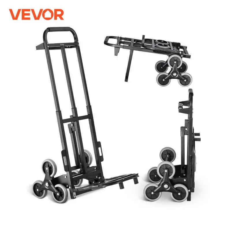 VEVOR 460 lbs Stair Climbing Cart Folding Hand Truck Dolly with Handle 6 Wheels & 2 Elastic Ropes for Shopping Moving Warehouse Wild Frontier Gear LLC