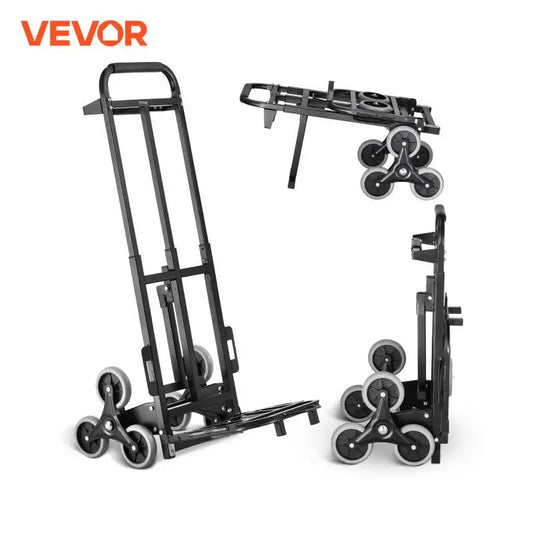 VEVOR 460 lbs Stair Climbing Cart Folding Hand Truck Dolly with Handle 6 Wheels & 2 Elastic Ropes for Shopping Moving Warehouse Wild Frontier Gear LLC