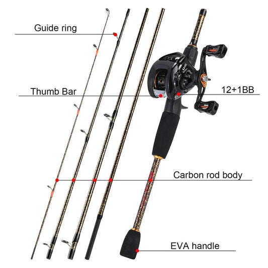 Sougayilang Casting Fishing Combos Golden 5 Section Rod Reel - Wild Frontier Gear LLC