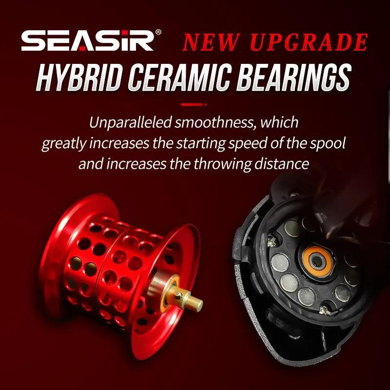 Seasir Ultra-Light Carbon Baitcasting Fishing Reel with Hybrid Ceramic Bearings and Dual Spools - 7.3:1 Gear Ratio for Seawater and Freshwater Fishing - Wild Frontier Gear LLC