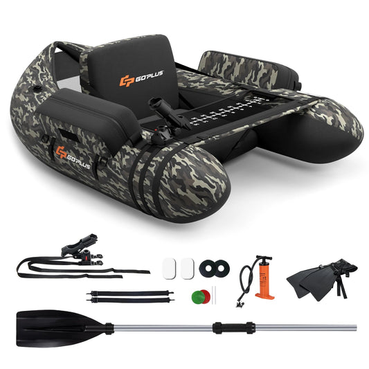 Inflatable Fishing Float Tube w/Adjustable Straps & Storage Pockets & Fish Ruler Wild Frontier Gear LLC