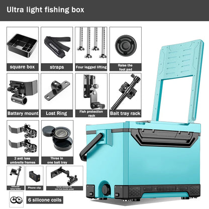 Fishing Tool Accessories Set Table Box 32L Large Capacity PP Material Insulation Live Fish Box Multifunctional Fishing Box