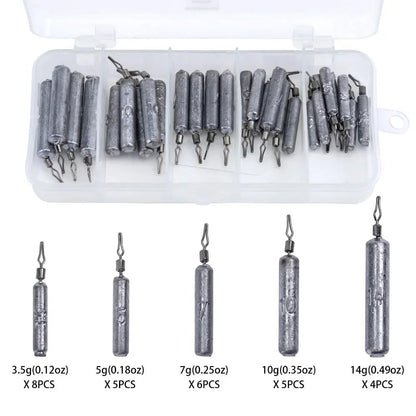 Goture 28pcs/lot Fishing Sinker Set 3.5g 5g 7g 10g 14g Drop Shot Fish Weight Carp Fishing Baits Sinker Fishing Tackle with Box Wild Frontier Gear LLC