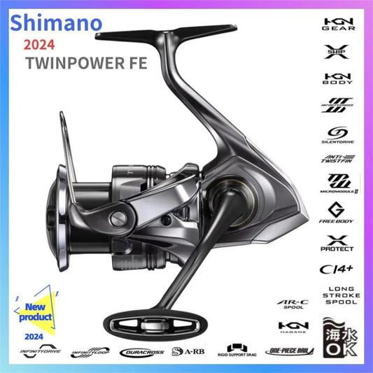 2024 Shimano Twin Power FE Saltwater Spinning Reel Series - C2000S, C2500SXG, C3000, C3000XG, C4000M, C4000PG, C4000XG, C5000XG - Wild Frontier Gear LLC