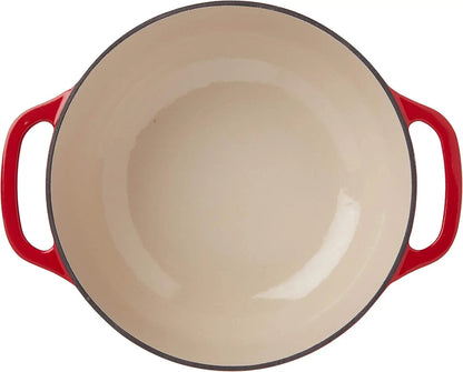 Lodge 6 Quart Enameled Cast Iron Dutch Oven with Lid – Dual Handles – Oven Safe up to 500° F or on Stovetop - Use to Marinate Wild Frontier Gear LLC