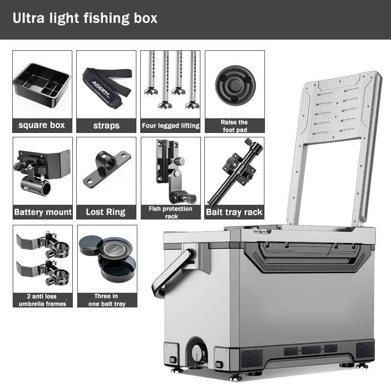 Fishing Tool Accessories Set Table Box 32L Large Capacity PP Material Insulation Live Fish Box Multifunctional Fishing Box