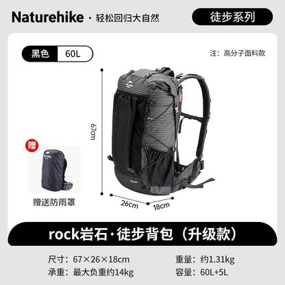 Naturehike Rock Series Outdoor Large Capacity Travel Hiking Camping Comfortable Breathable Wearable Storage Backpack Nature Hike Wild Frontier Gear LLC