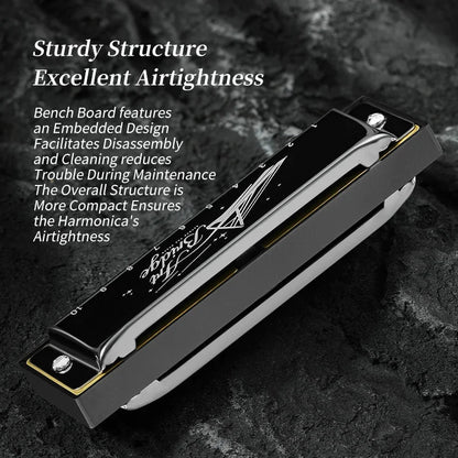 Blues Harmonica Mouth Organ 10 Hole C Key with Case, Diatonic Harmonica for Professional Player, Beginner, Students gifts, Adult Wild Frontier Gear LLC