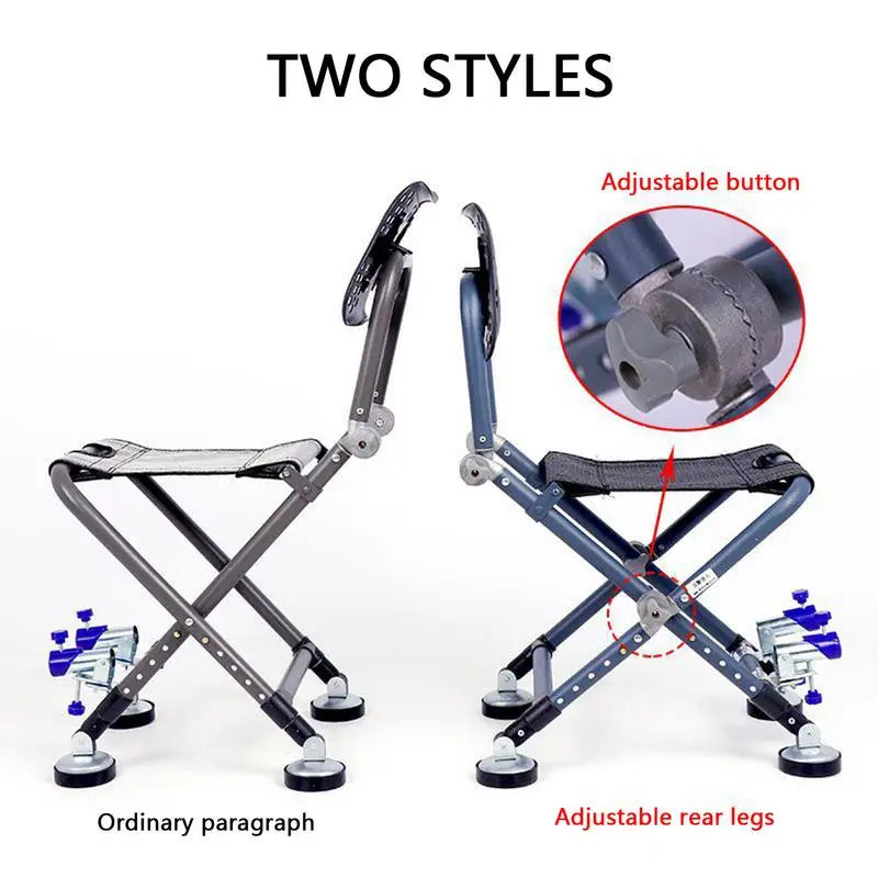 Portable Four-leg Fishing Chair Folding Fish Chair 180 Degree Adjustable Backrest Recliner Aluminum Alloy Camping Chair Stool - Wild Frontier Gear LLC