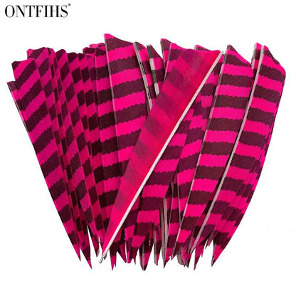 24 Pcs ONTFIHS 4Inch Fletching Arrow Striped Shield Cut Turkey Feather Archery DIY Hunting Accessories - Wild Frontier Gear LLC
