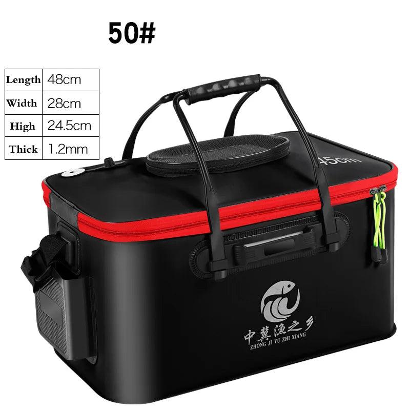 Portable EVA Thicken Waterproof Zipper Fishing Box Portable Folding Bag for Live Fish Bucket, Fishing Tackle with Shoulder Strap - Wild Frontier Gear LLC