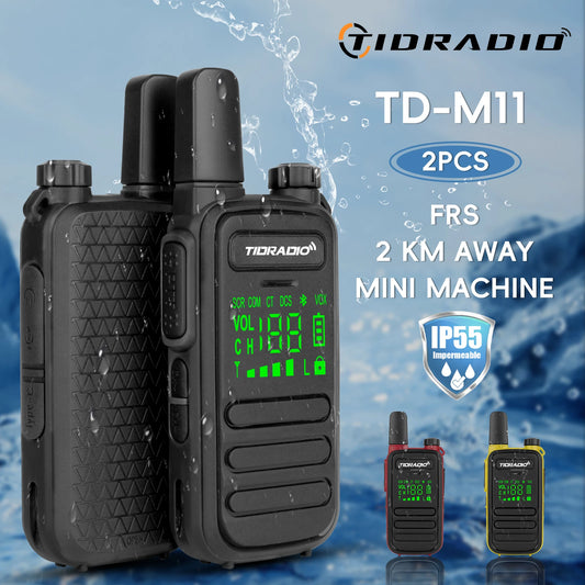 TIDRADIO 2pcs TD-M11 Mini Walkie Talkie FRS Long Range Rechargable Portable Kids Two Way Radio Type-C Charger for Camping Trip