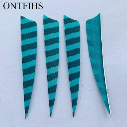24 Pcs ONTFIHS 4Inch Fletching Arrow Striped Shield Cut Turkey Feather Archery DIY Hunting Accessories - Wild Frontier Gear LLC