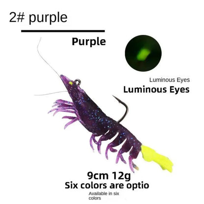 1Pcs Lifelike Artificial Luminescent Shrimp Fishing Lure Fishing Luminous Lures Fishing Bait Hooks 9cm 12g Shrimp Fake Bait