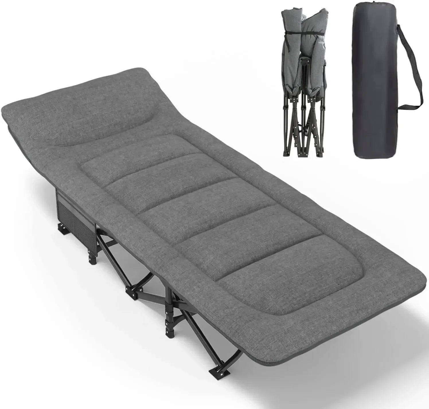 Cushion and Pillow, Portable Folding Bed for Sleeping, Lightweight Tent cot with Carry Bag Supports 450 lbs (Grey) Wild Frontier Gear LLC
