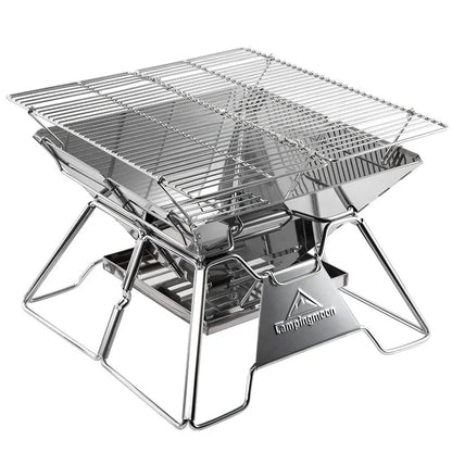 Steel Folding Portable BBQ Grill Stove Campingmoon MT-2  Outdoor Camping Picnic Set Camping Barbecue Rack Wild Frontier Gear LLC