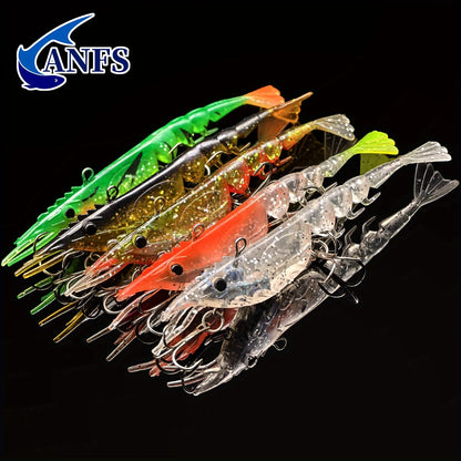 ANFS 1pc Realistic Shrimp Fishing Lures Multi-Jointed Softbait Artificial Bait For Saltwater & Freshwater