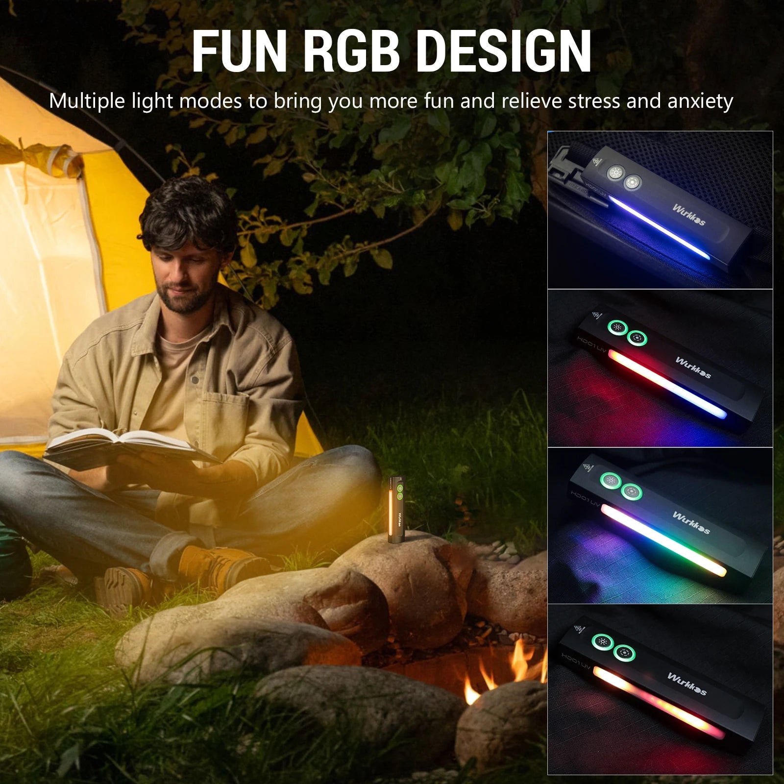 Wurkkos HD01 UV Multifunctional EDC Flashlight 1200 LM with 365nm UV light White flood 90CRI LED Side RGB Lights IP65 Waterproof Wild Frontier Gear LLC