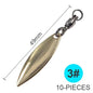 Set of 10 Willowleaf Blades Fishing Lure Accessories with Ball Bearing Swivels for Spinnerbaits and Buzzbaits - Wild Frontier Gear LLC