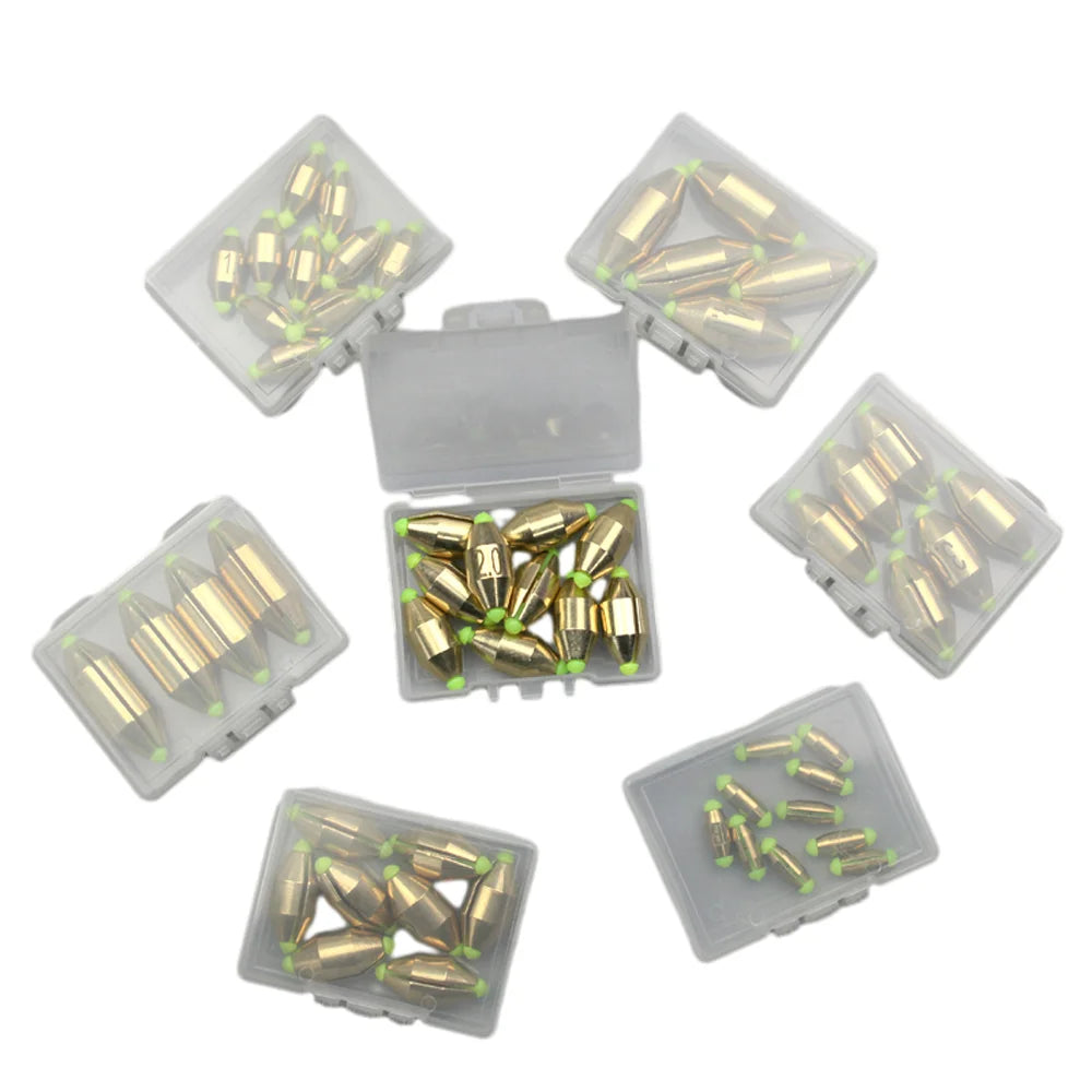 10Pcs/box Fast Water Hollow Copper Sinkers Sea Rock Fishing Raft Quick Sinking Underwater Weight Sinker Falling Ocean Accessory Wild Frontier Gear LLC