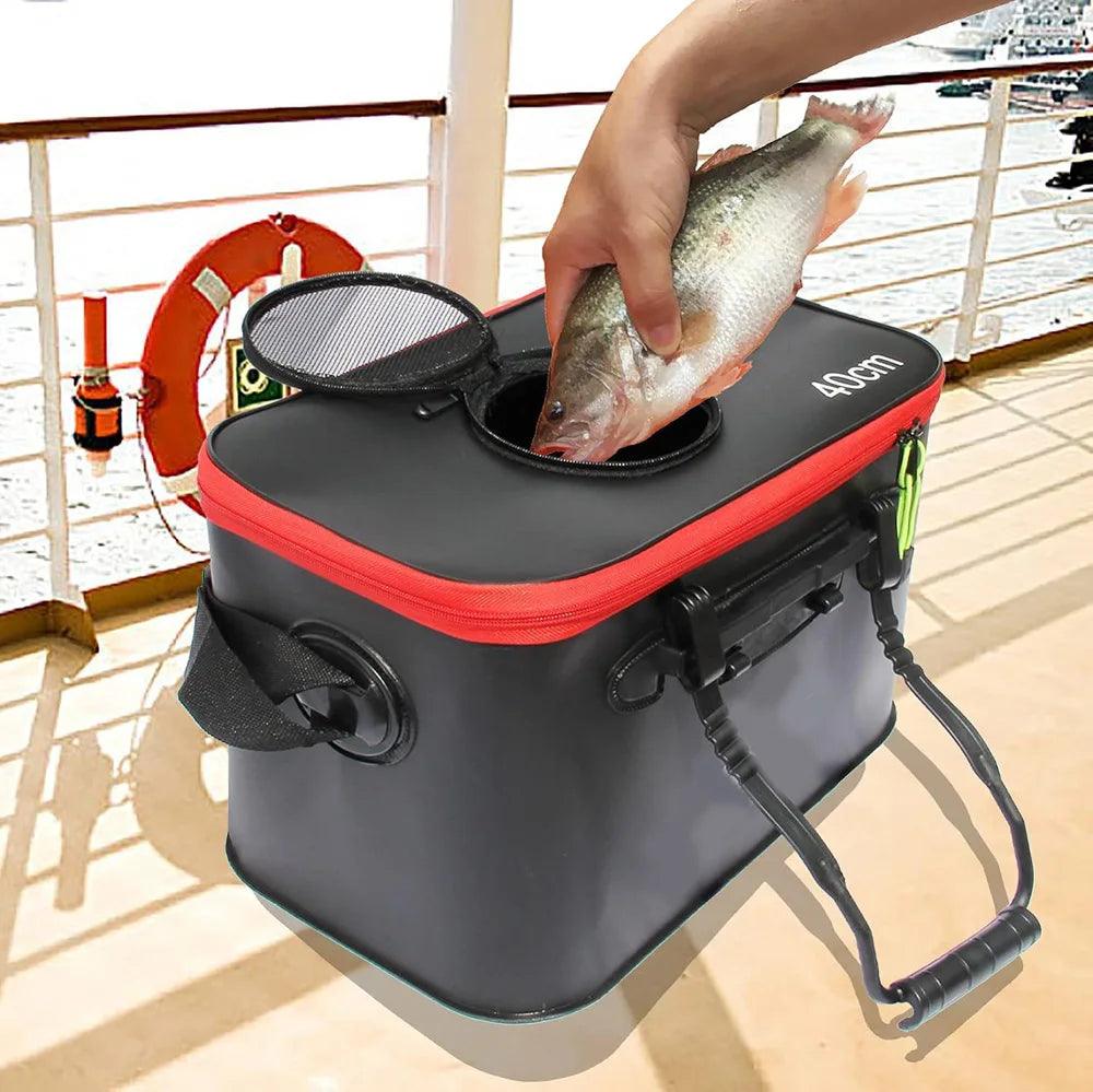 Portable EVA Thicken Waterproof Zipper Fishing Box Portable Folding Bag for Live Fish Bucket, Fishing Tackle with Shoulder Strap - Wild Frontier Gear LLC