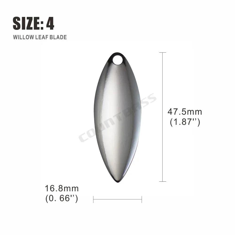 Countbass 50pcs Nickel-Plated Steel Willow Spinner Blades for DIY Fishing Lures - Smooth Finish, Perfect for Tackle Craft - Wild Frontier Gear LLC