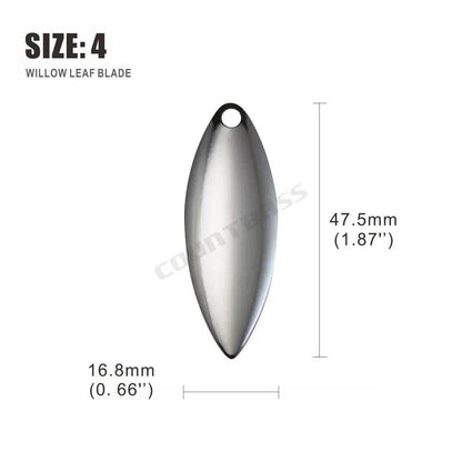 Countbass 50pcs Nickel-Plated Steel Willow Spinner Blades for DIY Fishing Lures - Smooth Finish, Perfect for Tackle Craft - Wild Frontier Gear LLC