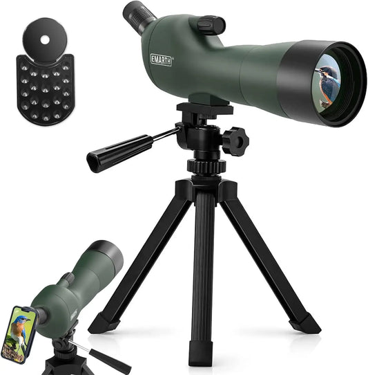 20-60x60AE 45 Degree Angled Spotting Scope with Tripod, Phone Adapter, Carry Bag, Scope for Target Shooting Bird Watching Huntin