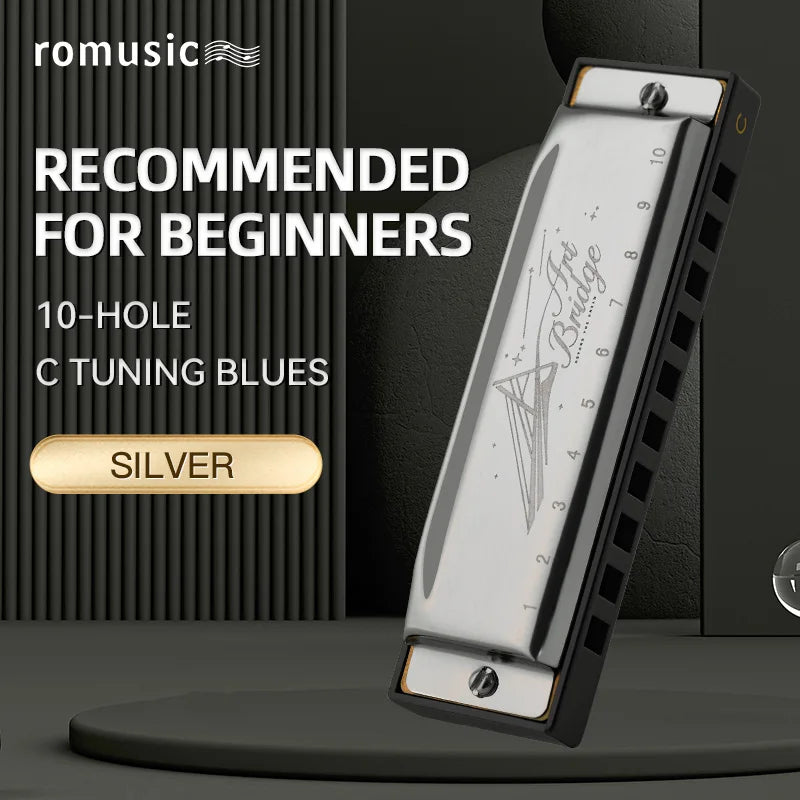 Blues Harmonica Mouth Organ 10 Hole C Key with Case, Diatonic Harmonica for Professional Player, Beginner, Students gifts, Adult Wild Frontier Gear LLC