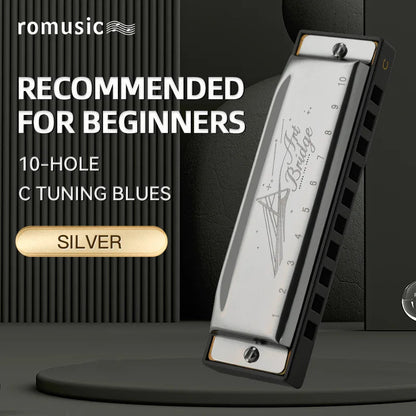 Blues Harmonica Mouth Organ 10 Hole C Key with Case, Diatonic Harmonica for Professional Player, Beginner, Students gifts, Adult Wild Frontier Gear LLC