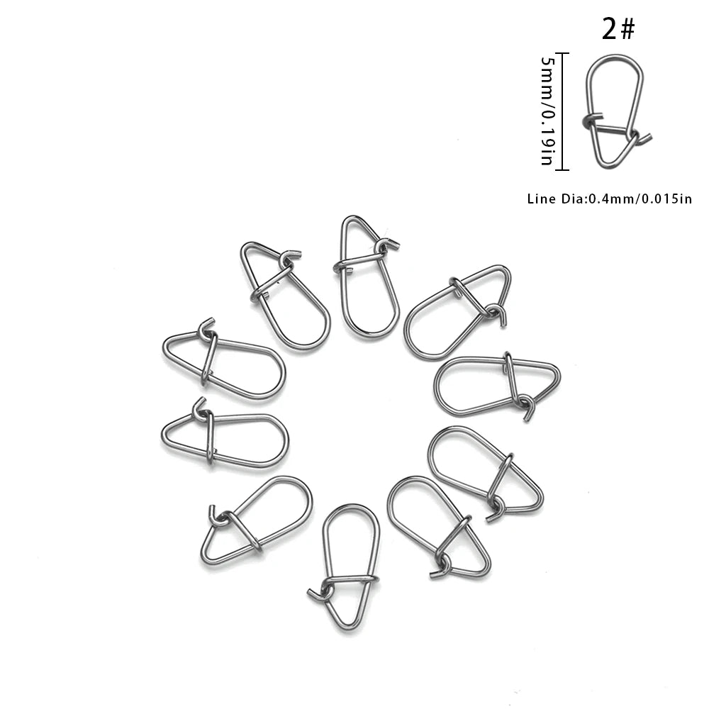 100pcs/lot nice Snap Fishing Barrel Swivel Safety Snaps Hooks Fishhook Fishing Tackle Box Accessory tool lures