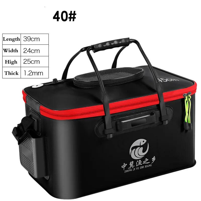 Portable EVA Thicken Waterproof Zipper Fishing Box Portable Folding Bag for Live Fish Bucket, Fishing Tackle with Shoulder Strap - Wild Frontier Gear LLC
