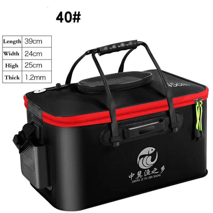 Portable EVA Thicken Waterproof Zipper Fishing Box Portable Folding Bag for Live Fish Bucket, Fishing Tackle with Shoulder Strap - Wild Frontier Gear LLC