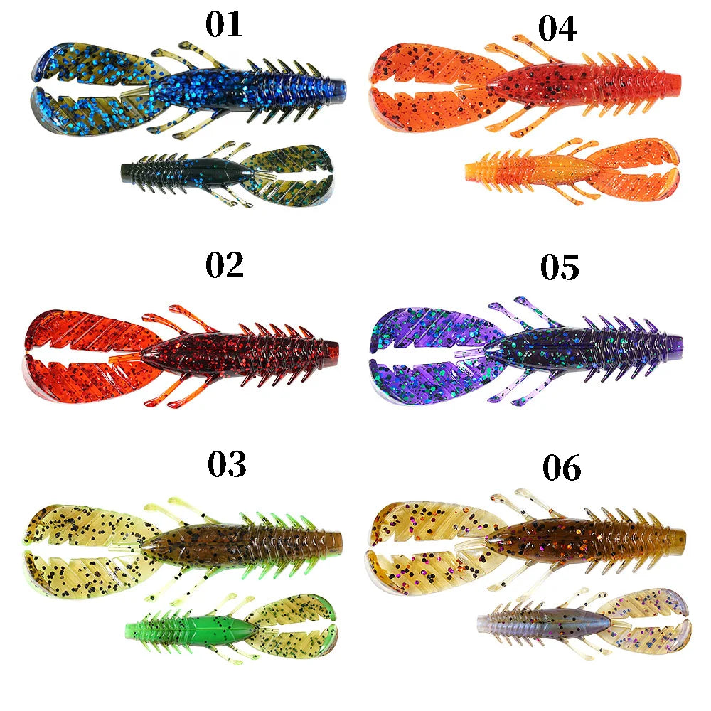 SUNMILESUNMILE 8pcs 75mm2.95inch Craw Baits Floating Shrimp Softbait Soft Lure Wobbler Bass Baits Artificial Pesca Wild Frontier Gear LLC