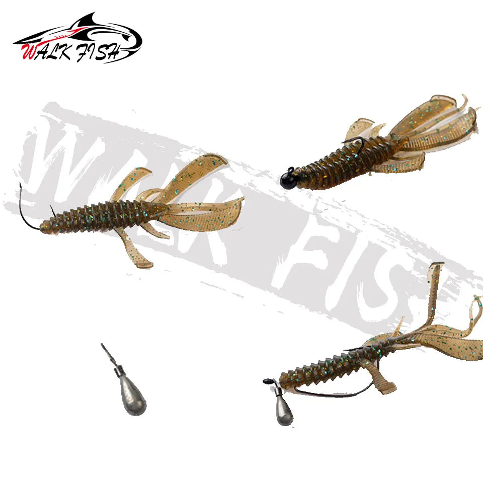 WALK FISH 8PCS Crazy Flapper Fishing Lures 90mm 3g Soft Lure Fishing Lures Soft TPR Baits Shrimp Bass Peche Gear Fishing Tackle Wild Frontier Gear LLC