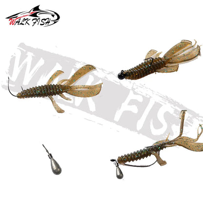 WALK FISH 8PCS Crazy Flapper Fishing Lures 90mm 3g Soft Lure Fishing Lures Soft TPR Baits Shrimp Bass Peche Gear Fishing Tackle Wild Frontier Gear LLC