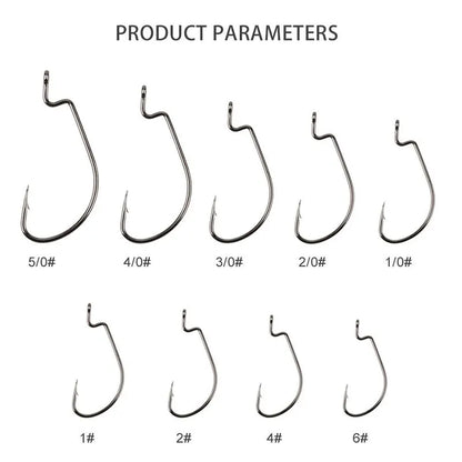 50PC High Strength Crank Hook Barbed Hook Carbon Steel Fishing For Soft Fishing Lure Wide Belly Crank Hooks Fishing Accessories