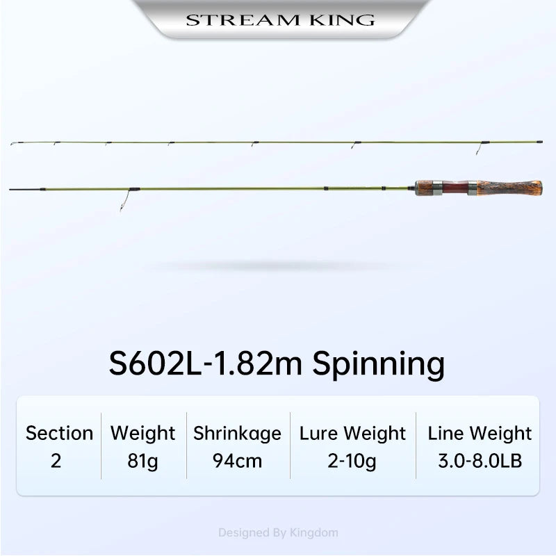 Kingdom Fishing Rods STREAM KING Ultralight 62g Spinning Casting 1.45/1.65/1.39/1.53m UL Baitcasting Travel Stream Fishing Rod Wild Frontier Gear LLC