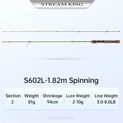 Kingdom Fishing Rods STREAM KING Ultralight 62g Spinning Casting 1.45/1.65/1.39/1.53m UL Baitcasting Travel Stream Fishing Rod Wild Frontier Gear LLC
