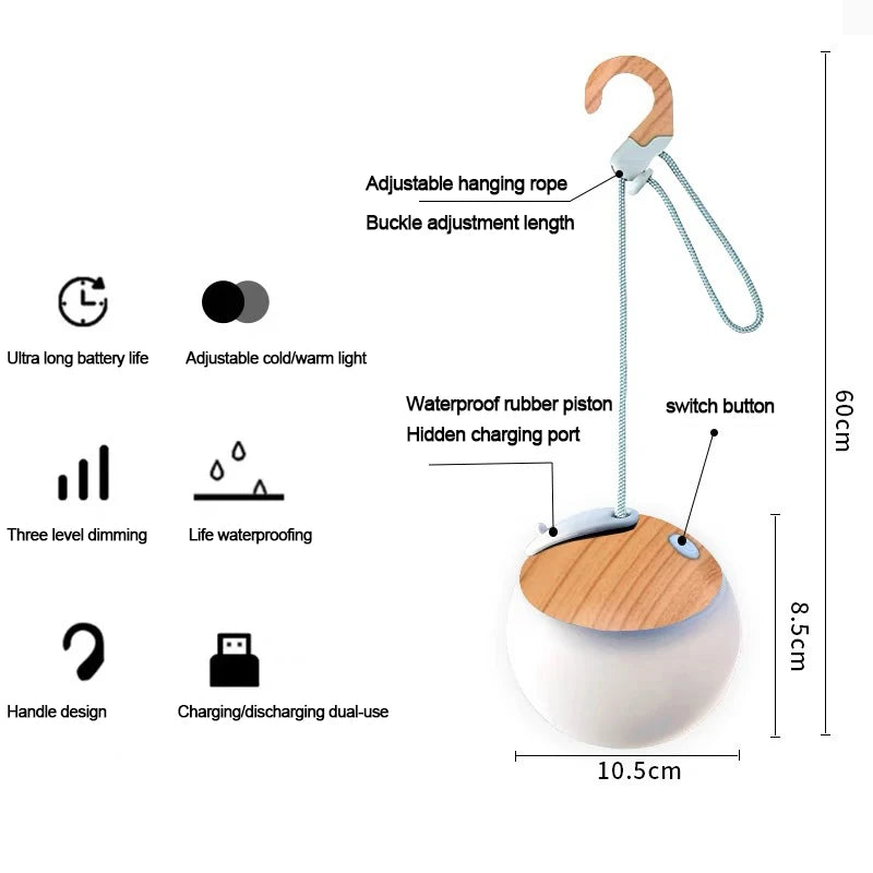 Camping Light Outdoor Camping Tent Light LED Charging Lighting Hanging Light Portable Emergency Camping Atmosphere Light