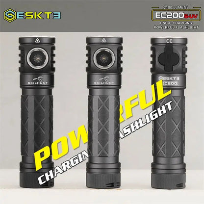 Skilhunt ESKTE EC200S-UV 2100 lumens White and UV 365nm beam USB-C Rechargeable Powerful EDC flashligh Wild Frontier Gear LLC