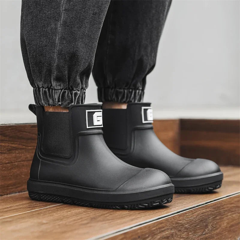 Rain Boots Men Anti-slip Wear-resistant Plush Fashion Kitchen Autumn Winter New Rain Shoes Ankle Women Waterproof Shoes - Wild Frontier Gear LLC