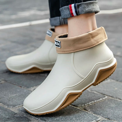 Rain Shoes Ankle Waterproof Shoes Women Rain Boots Men Anti-slip Wear-resistant Plush Fashion Kitchen Work Boots Summer Winter - Wild Frontier Gear LLC