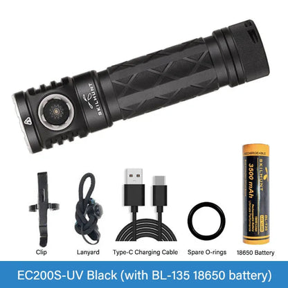 Skilhunt ESKTE EC200S-UV 2100 lumens White and UV 365nm beam USB-C Rechargeable Powerful EDC flashligh Wild Frontier Gear LLC