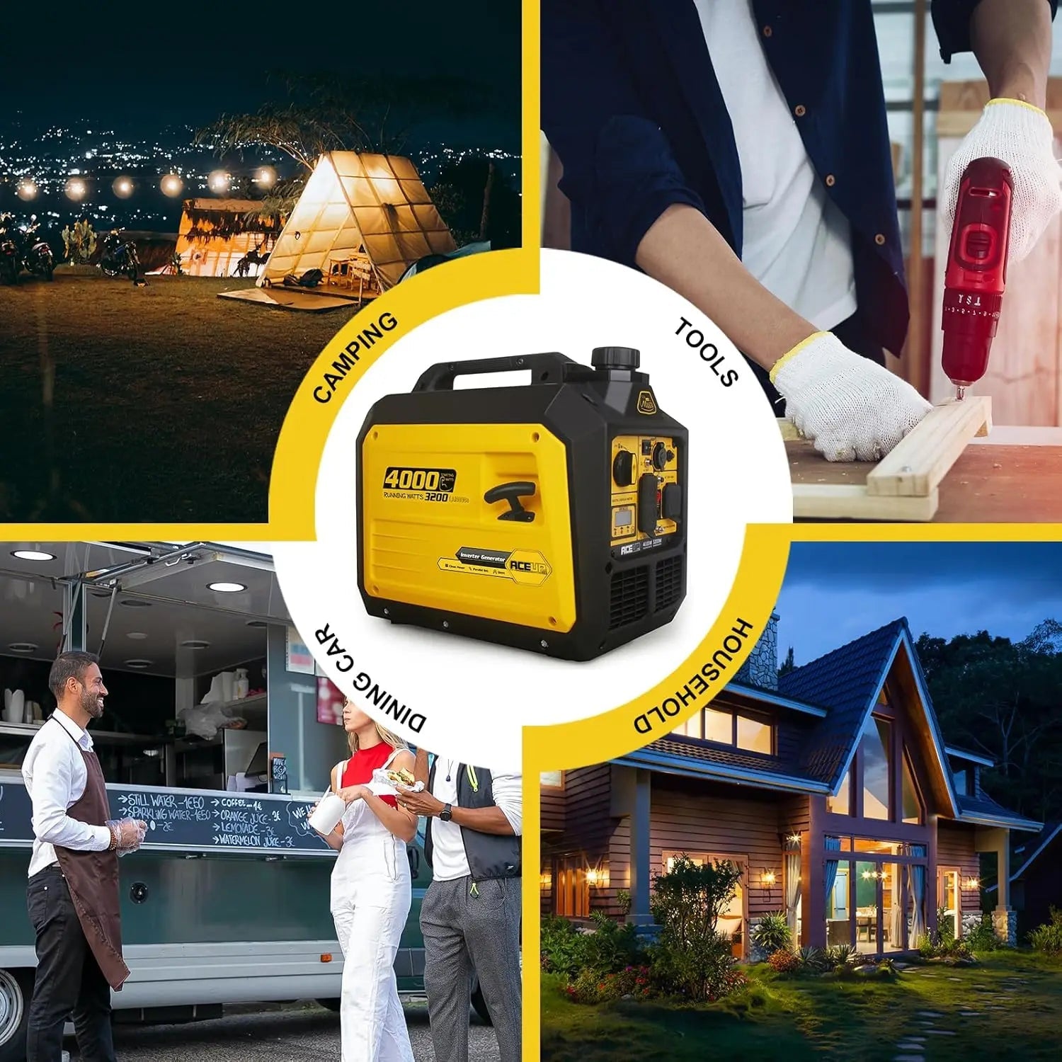 Aceup Energy 4000 Watt Portable Inverter Generator, Gas Powered Generator Quiet for Home, RV-Ready, EPA Compliant Wild Frontier Gear LLC