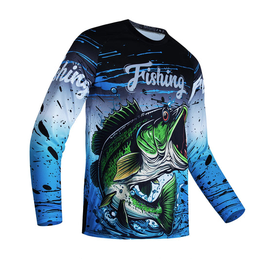 2024 Fishing Shirt Men Summer Outdoor Fishing Clothing Sunscreen Long Sleeve Fish Print Casual Shirts Anti-UV Fishing Shirts - Wild Frontier Gear LLC